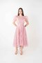 Lace Sequin Fabric Balloon Sleeve Dress - Powder