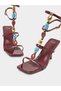 Burgundy Embellished High Heel Sandals - 3