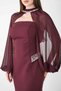 Double Fabric Strapless Pencil Dress with Bolero Detail - Bordo - 4