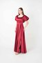 Satin Fabric Square Collar Evening Dress with Flounce Detail - Bordo - 2