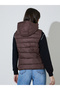 Brown Solid Hooded Padded Gilet - 5