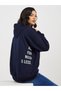 Oversized Longline Back Slogan Hoodie