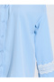 Blue Relaxed Fit Shirt with Lace Cuffs - 3