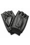 Black Faux Leather, Cut-Finger Gloves with Fur Lining for Men and Women - 4