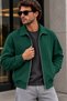 Men's Dark Green Jacket with Zipper and Zippered Pockets - 3
