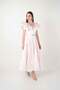 Taffeta Fabric Shoulder Flounce Midi Dress - Pudra - 2