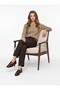 Women's Mother-Style Crew-Neck Knit Sweater with Button-Front Design and Buttoned Sleeves, Stone - 3