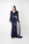 Full Lace Fabric Evening Dress with Underwire Detail - Dark Blue - 2