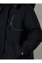 Black Longline Regular Fit Padded Coat with Faux Fur Hood - 4