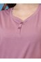 Lilac Short Sleeve V-Neck Top And Floral Print Pyjama Set - 5