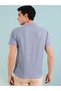 Light Blue Self Design Polo Neck Regular T-Shirt - 4