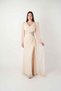 Full Lace Fabric Evening Dress with Underwire Detail - Beige