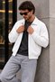 Men's White Jacket with Zipper and Zippered Pockets