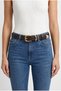 Genuine Leather Women's Belt with Gold Buckle and Metal Tips - 3 cm Belt for Jeans and Cloth Pants - 4