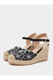 Floral Embroidered Espadrille Wedge Sandals - 2