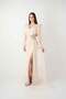 Full Lace Fabric Evening Dress with Underwire Detail - Beige - 2