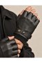 Black Faux Leather, Cut-Finger Gloves with Fur Lining for Men and Women - 4