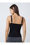 Black Ribbed Broad Strap Tank Top - 5