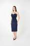 Jersey Fabric Knot Strapless Detailed Pencil Dress - Dark Blue - 2