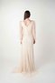 Full Lace Fabric Evening Dress with Underwire Detail - Beige - 5