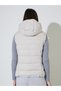 White Solid Hooded Padded Gilet - 5