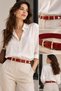 Genuine Leather Women's Belt with Gold Buckle and Metal Tips - 3 cm Belt for Jeans and Cloth Pants - 7