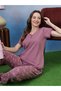 Lilac Short Sleeve V-Neck Top And Floral Print Pyjama Set - 6