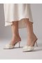 White Floral Embellished Mid Heel Mules - 7