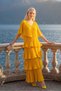 Astra V-Neck Tiered Pleated Long Chiffon Evening Dress