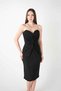 Jersey Fabric Knot Strapless Detailed Pencil Dress - Black - 3