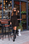 Women's long sleeve turtleneck modal mini dress with back zipper