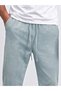 Light Blue Solid Casual Pants - 5