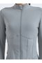 Grey Half Panel Rib Textured Zip Up Jacket and Leggings Set - 4