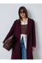Burgundy Regular Fit Wool-Like Coat - 3