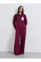 Burgundy Floral Pocket Drop Shoulder T-Shirt and Wide Leg Pyjama Set