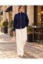 Plus-Size Knitted Cardigan with Button Accent and Zipper, Navy Blue