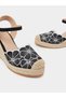 Floral Embroidered Espadrille Wedge Sandals - 3