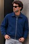 Men's Navy Blue Jacket with Zipper and Zippered Pockets - 6