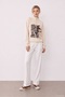 Women's Sweatshirt with Printed and Embroidered Details SWT02730 Beige