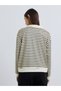 Cream Striped Quarter Zip Long Sleeve Polo T-Shirt - 6