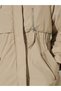 Beige Longline Regular Fit Padded Coat with Faux Fur Hood - 4