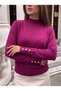 Boat Neck Sweater with Cuff Buttons - 2
