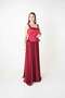 Top Satin Bottom Chiffon Designer Dress - Bordo - 3