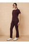 Maroon Ribbed Top And Pants Loungewear Set - 5