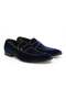 NAVY BLUE, LACE-LESS, GENUINE LEATHER MEN'S SHOES