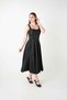 Glitter Fabric Strap Midi Dress - Black - 3