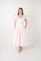 Taffeta Fabric Shoulder Flounce Midi Dress - Pudra