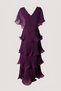 Astra V-Neck Tiered Pleated Long Chiffon Evening Dress - 8