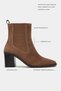 Sirius Desert Dark Beige Suede Leather Women's Chelsea Boots with Zipper and Thick Block Heel - 2