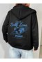 Cardigan - Black Printed Winter Oversized Hooded Zippered Pocketed Cardigan Unisex Clothing